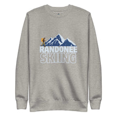 unisex premium sweatshirt gray with mountaineering graphic and ribbed crew neck
